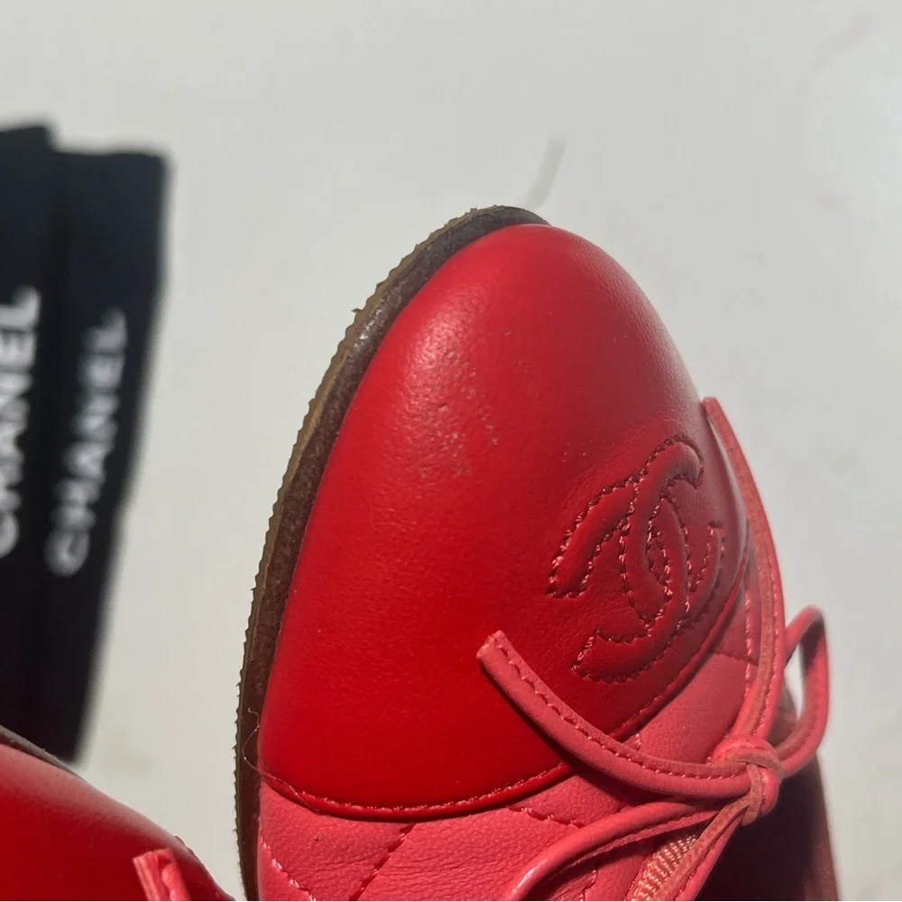 CHANEL Women's Vibrant Red Flats